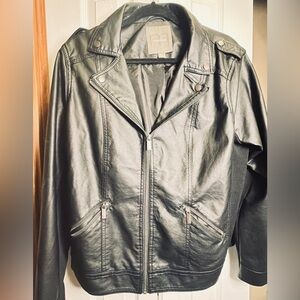 Maurices Black Faux Leather Bomber Jacket